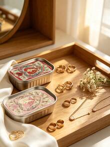 Creative Vintage-Style Metal Storage Box Featuring An Angel Motif; Suitable For Use As A Jewelry Box, Trinket Container, Or Desktop Organizer For Bedroom Vanities. Portable For Travel And Business Trips, And Ideal For Daily Use Or As A Holiday Gift. - Multicolor - View 4