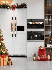 1/2Pcs Christmas Fridge Handle Covers, North American Cardinal & Berry Pattern, With Hook And Loop Fastener, Suitable For Refrigerator, Oven, Microwave, Dishwasher, Christmas Kitchen Decor - View 6
