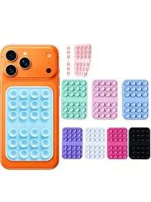 Reusable Double-Sided Suction Cup Phone Holder Detachable Hands-Free Phone Grip Stand For Selfie Video Call Compatible With IPhone Android - Multicolor - View 2