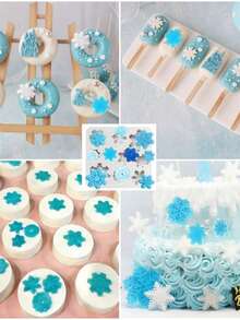 Snowflake Silicone Mold Christmas, Fondant Chocolate Candy Cake Decorating Mold, Non-Stick Reusable Baking Tool For Cupcake Toppers, Gum Paste, Polymer Clay & DIY Handmade Crafts, Easy Clean & Release - Beige - View 3