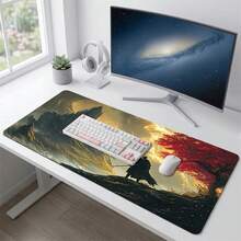 Dark Spire Castle Knight Holding Sword Back Pattern Extra Long Gaming Mouse Pad And Desk Mat Set, Non-Slip Durable Rubber Base, Smooth Surface Suitable For Computer Laptop Office Home, Abstract Art Decor, Back To School Supplies - A - View 5