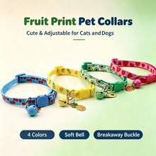 Fruit-Pattern Pet Collar, Adjustable Pet Collar, A Special Collar For Cats And Dogs When Going Out, Pet-Friendly, Essential For Outdoor Pet Control, Suitable For Pets Of Different Sizes, The First Choice For Families With Pets - Yellow - View 1