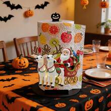 2D Creative Pattern Printed Paper Towel Holder Acrylic Material Vertical Roll Storage Rack Kitchen Dining Table Decor Ornament Simple Installation Suitable For Holiday Party Home Room Decoration (Paper Towels Not Included) - Multicolor - View 5