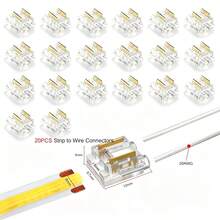 19pcs 2-Pin 8mm LED Strip Connectors, PCB To Wire Quick Wiring Terminals, Transparent Snap Connectors, Compatible With 5V/12V/24V COB/SMD LED Strips, Solderless Home Lighting DIY Accessories - 19Pcs-yOA2P-8mm - View 2