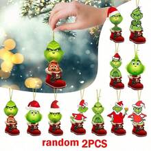 The Grinch 11/2pcs Acrylic Christmas Tree Hanging Ornaments, Cute Shoe Design, Multiple Styles Available, Perfect For Christmas Home Decor, Ideal Christmas Tree Decoration And Holiday Party Gift (Random Style) - Cookie Monster - View 8