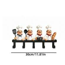 4pcs Chef Metal Wall Hooks, Kitchen Utensil Hooks, Kitchen Towel Hooks, Wall-Mounted Kitchen Storage Rack, For Kitchen Towels, Towels, Keys, Bags, Country Home Decor - View 6