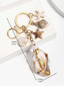 Hot Selling New Handmade DIY Creative Marine Life Resin Shell Conch Keychain 1pc Cute Ocean Style Starfish Conch Keyring Pendant Women Bag Charm Event Gift Suitable For Daily Use Gift For Best Friend - Multicolor - View 8