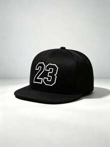 1pc Men Number 23 Embroidered Snapback Cap Adjustable Flat Brim Baseball Hat For Sports Hip‑Hop Street Party Travel Daily Outdoor Wear - Multi-color - View 12