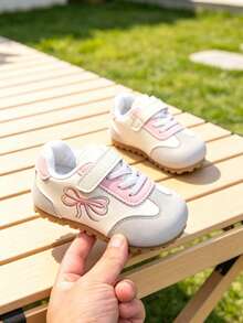 Girls' Colorblock Embroidered Bow Casual Sneakers - Pink - View 1