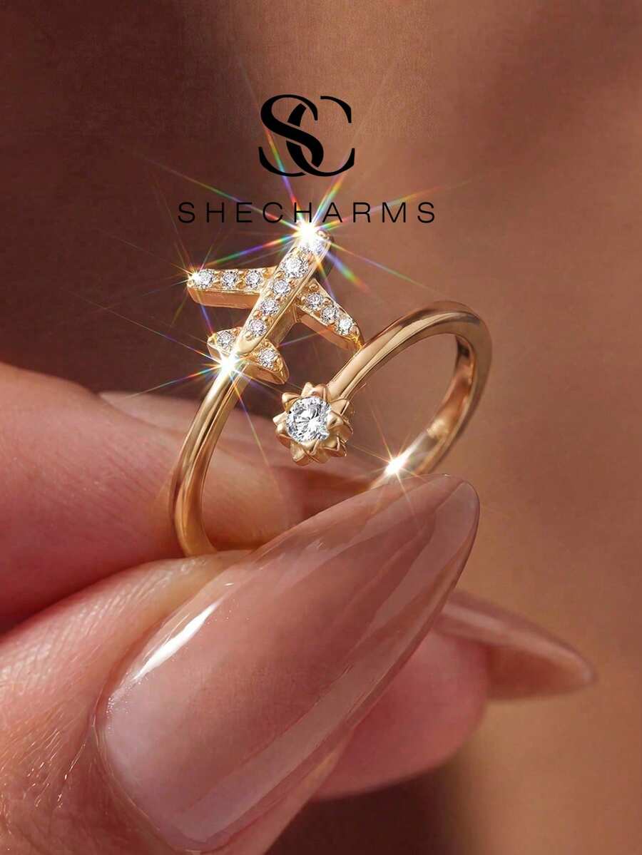 1pc Minimalist Airplane Ring, Suitable For Women/Girls Daily Wear, Vintage Party Jewelry Gift
