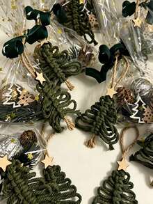1/4/8pcs Lace Christmas Tree | Gift Tags | Green Christmas Decor | Advent Candle Decoration | Small Gifts | Souvenirs, Christmas Tree Hanging Decoration - Multicolor - View 6