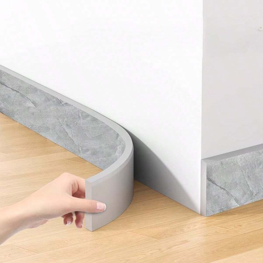 Self-Adhesive Rubber Wall Skirting Decorative Strip, Modern 3D Baseboard Wallpaper Sticker, Glossy, Washable, Waterproof, Suitable For Home Decor - No Electricity Required, Marble Print Baseboard, Kick Plate, Waistline Sticker, Conceal Ugly Wall Corners, Thickened Anti-Collision Edge Guard Sticker - Marble Pattern - View 1