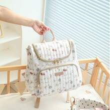 1pc Floral Quilted Large Capacity Kids Backpack, Cute Lightweight Children's Travel Bag, Suitable For Kindergarten Commute, Short Trips, Shopping, Camping, Study Tours, Handheld & Shoulder Strap Dual Use - Multicolor - View 6