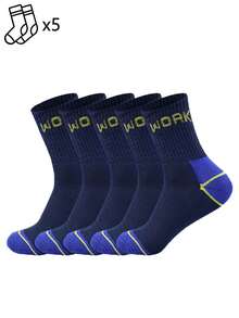 1/5/10/20 Pairs Multicolor Work Letter Mid-Calf Socks, Colorblock Mid-Calf Socks, Sports Comfortable Socks - Multicolor - View 9