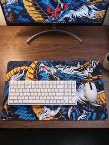 Chinese Dragon Pattern Large Desk Mouse Pad, Non‑Slip Rubber Base Keyboard Mat For Gaming Office - View 2