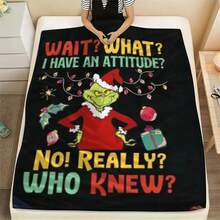 The Grinch 1 buah Selimut Flanel Cetak Digital Monster Hijau Selimut Liburan Natal Selimut Hangat untuk Tidur Siang - Kartun Berwarna-warni - View 4