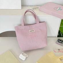 Personalized Solid Color Quilted Mini Tote Bag, Small Top Handle Handbag, Portable Lipstick Keys Umbrella Storage Bag, Lightweight Lunch Bento Pouch - Multicolor - View 9