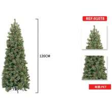 Artificial Frosted Christmas Tree With Red Berry Pine Cone Decoration Indoor Holiday Display Tree - Green - View 12