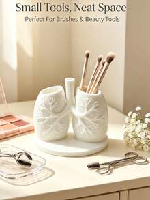 Creative Lung Anatomy Model Storage Tube, Fun Makeup Brush Holder, Desktop Decorative Ornament, Dual Lung Shaped Storage Container, Vanity Organizer, Suitable For Home Bathroom Bedroom Study Room Storage Accessories, Room Decor, Home Decoration, Medical Student Gift - Multicolor - View 2