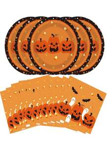 50pcs Piring Kertas, Gelas Kertas, dan Serbet Pesta Halloween, Piring Kertas Sekali Pakai Motif , Perlengkapan Makan untuk Hidangan Penutup, Dekorasi, Set Hadiah Ulang Tahun, Set Perlengkapan Makan Pesta Halloween - beraneka warna - View 6