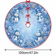 1pc Ice Blue Crystal Snowman Pattern Christmas Tree Skirt, Elegant Color Holiday Decoration, 5 Sizes, Unisex Holiday Gift, Suitable For Home And Party Christmas Decor - Ice Blue Crystal Snowman - View 12