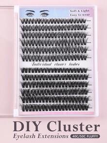 D-Curl Lash Clusters, Single Fluffy Lashes, 12 Rows Mixed Length 10-16mm Lash Extensions, Soft Natural Voluminous False Lashes, DIY Lash Extension At Home, Lash Clusters, Single Lashes - D - View 11