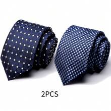 AlanKing Men's Striped Tie 2 Pieces Set, Men's Wedding Business Suit Tie, Ideal Gift Choice - Color Mixing - View 12