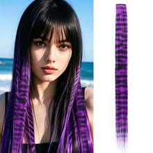 45cm/18" Feather Hair Extension Clip-In Hidden Hairpiece, Gothic Style Black Striped Texture, Multi-Color Festive, Suitable For Beginners, Natural Looking Synthetic Fiber For Christmas, Carnival, Role Play, Party, Birthday - Multicolor - View 24