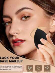 1/3/6/8Pcs Black Teardrop Makeup Sponges, Latex‑Free Soft Cosmetic Puff, Expands In Water, For Liquid Cream Powder Foundation Daily Makeup Tools - Multicolor - View 5