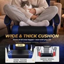 Fabric Gaming Chair With Footrest, Ergonomic Computer Desk Chair With Pocket Spring Cushion Home Office High Back Lumbar Support Heavy Duty Wide - Blue - View 8