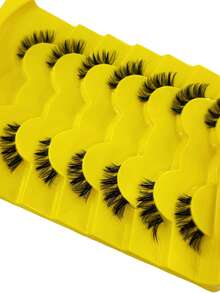 Natural Half Lashes Strips With Spikes For Nude Makeup 7 Pairs Half Lashes - Reuseble Cat Eye Spiky Crossed Curling Eyecorner Lashes Fairy Look Faux Mink Fake Eyelashes Extensions - Black - View 3