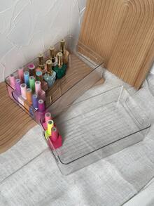 1pc Transparent Cosmetic Storage Box, Clear Makeup Organizer Suitable For Home, Bedroom, Bathroom, Vanity And Desk, Travel Accessory Gift Box, Perfect As Gift For Family And Friends, Birthday Wedding Storage, Back To School Desktop Organizer - Clear - View 6