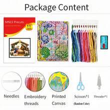 1pc Christmas Nativity Cross Stitch 11CT Pre-Printed 50*50cm With Scissors And Needle Threader Full Material Kit, Bible Manger Birth Pattern, Stress Relief Handmade, Living Room Holiday Decor Painting - Multicolor - View 4