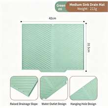 One-Piece Molded Silicone Drainage Mat, Sloped Water-Guiding Tray Cup Holder Pad, Kitchen Sink Side Non-Slip Heat-Resistant Draining Mat, Bathroom Vanity Filtration Water-Blocking Mat, Water Cup Base Coaster Countertop Spill-Proof Pad, Kitchen Utensil Draining Mat, Bathroom Vanity Storage Mat, Household Kitchen & Bathroom Multi-Function Silicone Mat, Desktop Heat-Insulating Pad - Multicolor - View 12