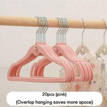20/10/1pc Stackable Velvet Baby Hangers,Non‑Slip Connectable Kids Clothes Hangers, Space‑Saving Nursery Closet Storage Organizer - Multicolor - View 10