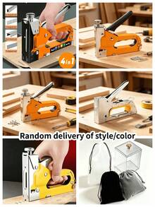 Heavy Duty 4-In-1 Manual Staple Gun, With Staples, Manual Stapler And Nail Gun, Brad Nailer Power Adjustable Staple Gun, Suitable For Wood, Crafts, Woodworking, Decoration DIY Staple Gun, Multi-Function Fastener, For Interior Decoration, Construction, Insulation, Fencing And Cables - Random Style - View 9