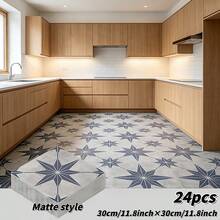 24pcs Self-Adhesive Classic PVC Floral Pattern Floor Stickers, Easy To Install, Waterproof And Stain-Resistant, Thick And Durable, Economical And Affordable, Suitable For Living Room, Bedroom, Kitchen, Bathroom Floor And Wall Renovation Decoration - Multicolor - View 12