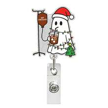 1pc Christmas Badge Reel, Acrylic Bowknot Christmas Tree Retractable ID Card Holder Clip, Suitable For Nurses, Teachers, Office Staff, Students, Doctors, Christmas Party Holiday Accessory - A - View 9