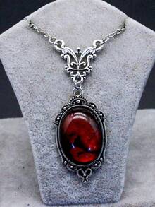 1pc Gothic Vampire Blood Drop Pendant Necklace, Suitable For Women Vintage Black Magic Halloween Holiday Party Wear, Holiday Gothic Witch Jewelry Accessory - Multicolor - View 4