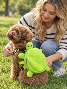 Turtle Shaped Pet Backpack Leash Set, Cute Turtle Design, 2-In-1 Harness And Backpack, Pet Travel Bag, Dog Walking Gear, Outdoor Adventure Companion, Suitable For Small And Medium Dogs Walking, Travel And Training - Multicolor - View 2