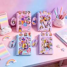 KPop Demon Hunters K-Pop 3-Fold Wrap Notebook, Anime Diary With Rumi, Mira, Lumi And Demon Huntresses Group, Includes Sticker Set, Portable Notebook And Desktop Decor, Suitable For School Use, Fan Collection And Party Souvenir - Multicolor - View 4