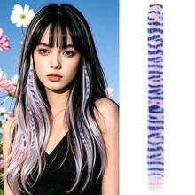 45cm/18" Feather Hair Extension Clip-In Hidden Hairpiece, Gothic Style Black Striped Texture, Multi-Color Festive, Suitable For Beginners, Natural Looking Synthetic Fiber For Christmas, Carnival, Role Play, Party, Birthday - Multicolor - View 14