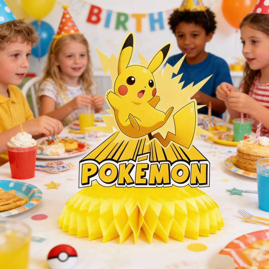 1pc/9pcs Cartoon Anime Honeycomb Tabletop Decoration, Printed With Classic Cartoon Anime Character Patterns Style Decor (Balloons Not Included). Exquisite Table Centerpiece Is An Ideal Choice For Fan Gatherings, Themed Parties, Suitable For Photography Props And Fan Collectibles. Elegant Gift For Fans And Anime Lovers - View 1