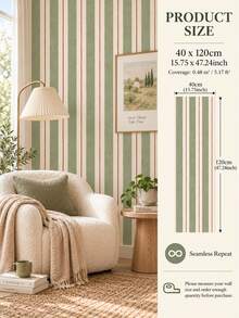 SUPSTICKER 1PC Vintage Stripe Half Wall Sticker Peel And Stick Removable DIY PVC Wall Decor For Living Room Bedroom Home Interior - 1PC - View 22