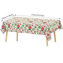 1pc Christmas Mint Plastic Tablecloth 130*274cm - Red And Green Disposable Rectangular Tablecloth With Candy Cane And Lollipop Design, Suitable For Holiday Christmas Winter Celebration - Christmas Red and Green Candy - View 2