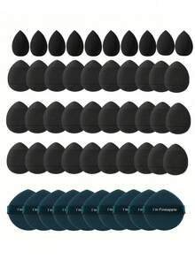 50/40/30/20/10/5pcs Makeup Set, Includes: 10 Liquid Makeup Sponges + 10 Mini Liquid Makeup Sponges + 10 Triangle Powder Puffs (Suitable For Loose Powder And Base Makeup) + 10 Cushion Puffs (Suitable For Facial Makeup) + 10 Mini Cushion Puffs (Suitable For Concealer And Foundation). - Black - View 15