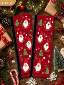 1/2Pcs Christmas Refrigerator Handle Covers, Santa Claus & Christmas Tree Pattern, With Hook And Loop, Suitable For Refrigerator, Oven, Microwave, Dishwasher, Christmas Holiday Kitchen Decor - View 5