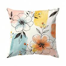 4 Stücke/1 Stück/ moderne abstrakte Linienzeichnung Blumenmuster Kissenbezug ohne Füllung, einseitig bedruckter Kissenbezug, geeignet für Wohnzimmer Schlafzimmer Heimdekoration, Ganzjahres-Kissenbezug - Mehrfarbig 01 - Übersicht 14