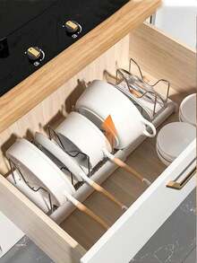 Multifunctional Expandable Cabinet Storage Rack, 7-Tier Detachable Countertop Shelf, Space-Saving, Mobile, Heavy-Duty Kitchen Storage Rack For Bowls, Plates, Cutting Boards, Baking Tools, Home Kitchen - Silver - View 3