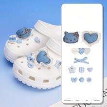 SANRIO 多款式/三麗鷗可愛卡通 Hello Kitty 閃亮鞋飾 (耐用高品質 PVC 材質)，適用於涼鞋、洞洞鞋、包包、手鍊 - 萬聖節、聖誕節、情人節、生日送給朋友的完美禮物 (混合套組隨機發貨) - 藍色(款式隨機) - 查看 2